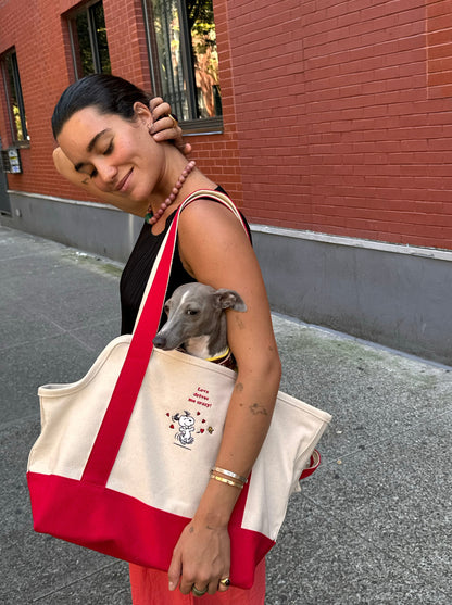 Little Beast Dog Carrier ONE SIZE Love Drives Me Crazy Canvas Tote - PEANUTS